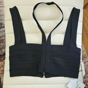 Forever21 X Herve Leger Black Strappy Bandage Crop Top